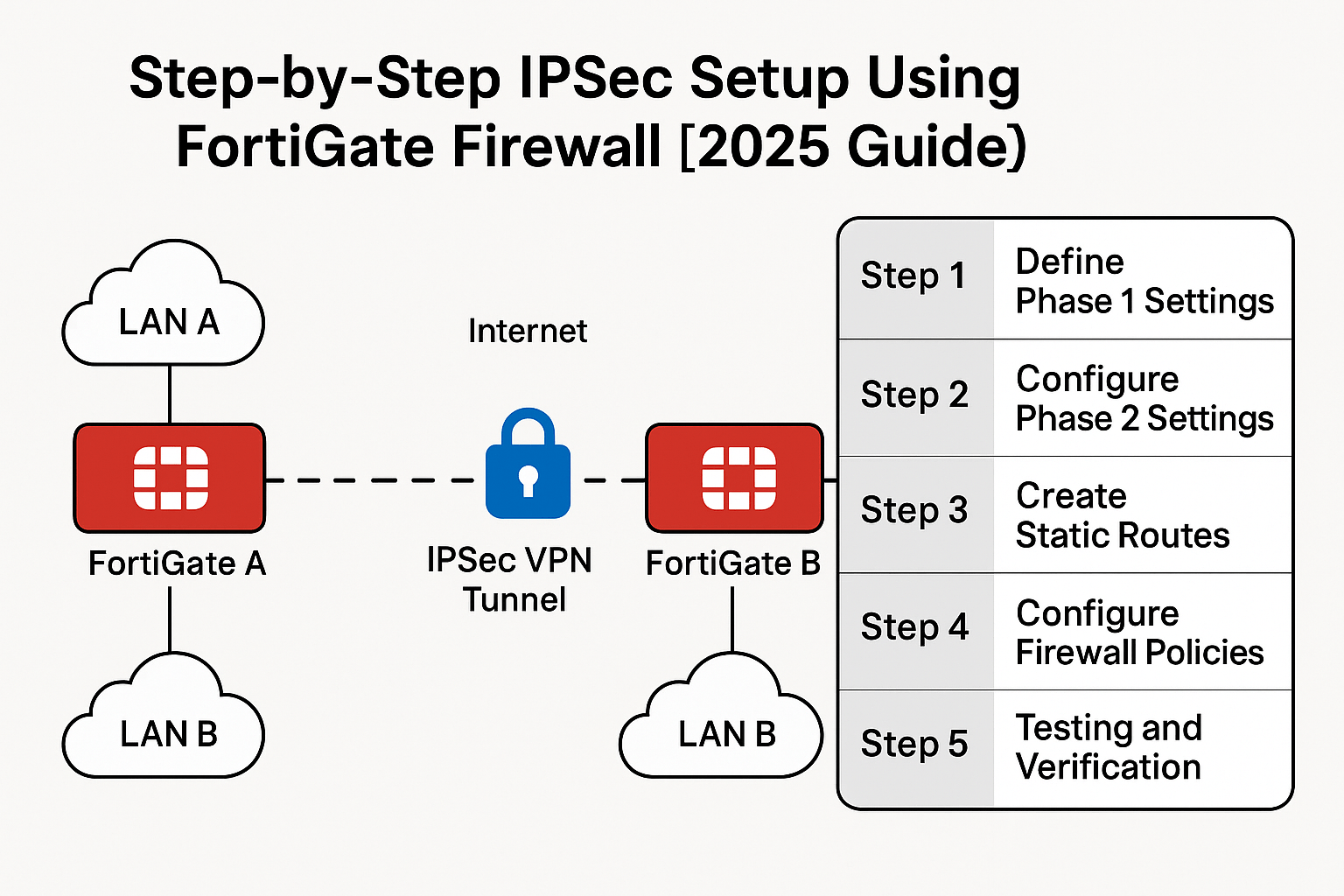 🚀 Step-by-Step IPSec Setup Using FortiGate Firewall [2025 Guide]